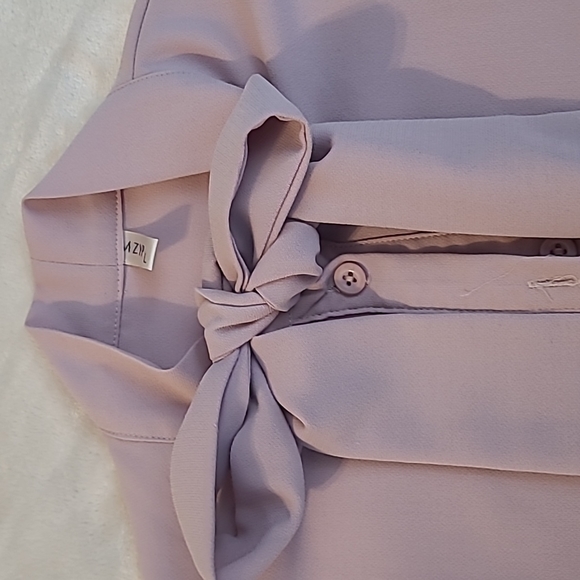 Muted Pink Pussy Bow Blouse - Picture 2 of 3